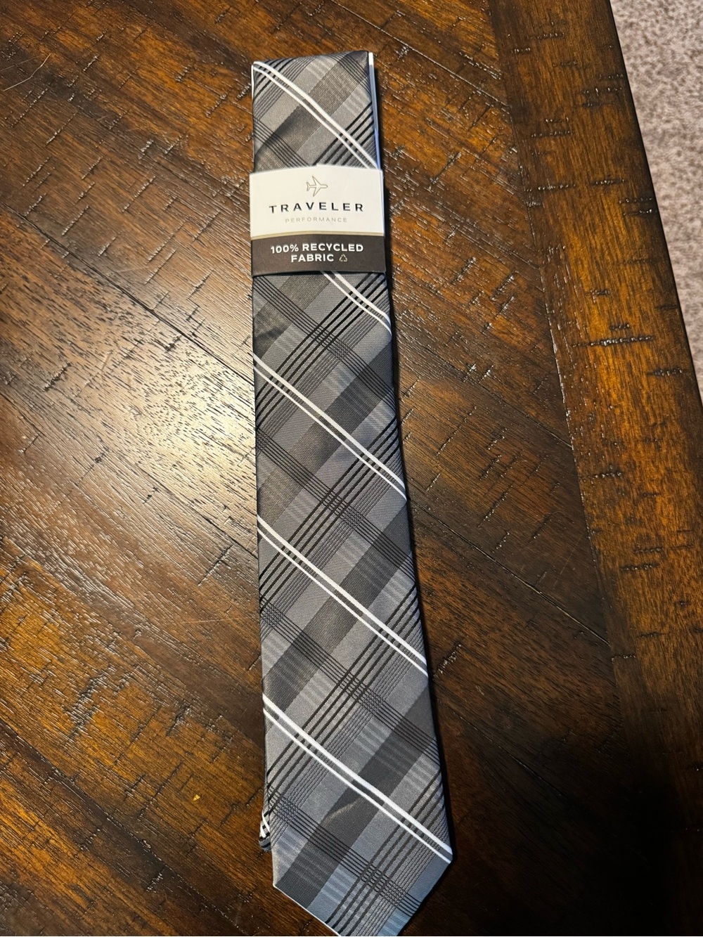 Van Heusen Gray and Black Plaid Tie